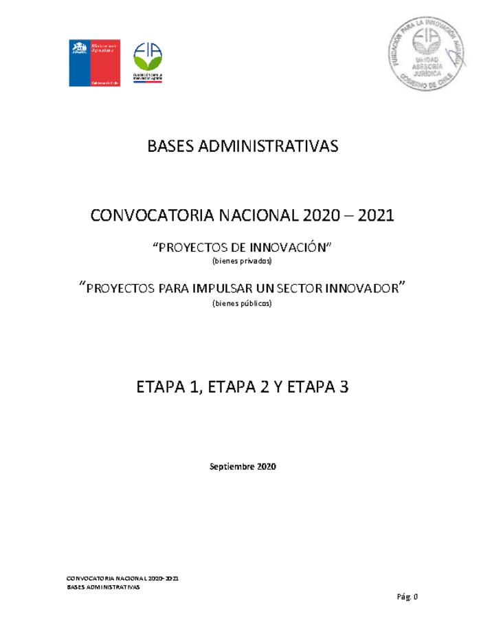 Bases administrativas convocatoria nacional
