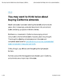 Almond backlash tied to California drought