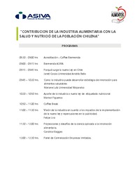 Seminario Temático: Contribución de la Industria Alimentaria con la Salud y Nutrición de la Población Chilena