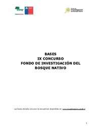 Bases IX Concurso  Fondo de Investigación del Bosque Nativo (2017)